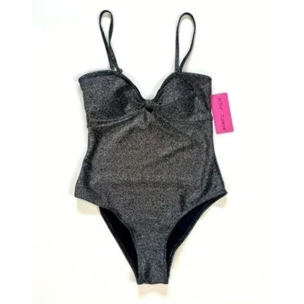 NWT Betsey Johnson front knot one piece bathing suit size Large